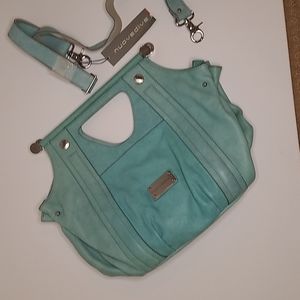Nuovedive NWT Aqua Leather Handle Purse with detachable cross body straps